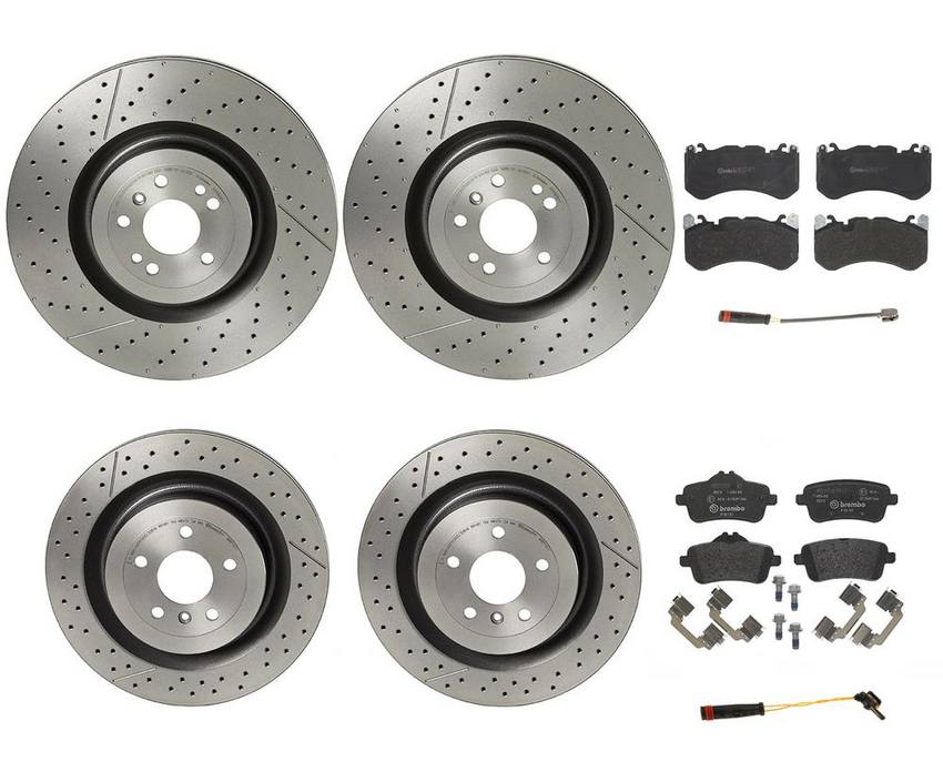 Mercedes Brakes Kit - Pads & Rotors Front and Rear (390mm/345mm) (Low-Met) 2115401717 - Brembo 3804068KIT